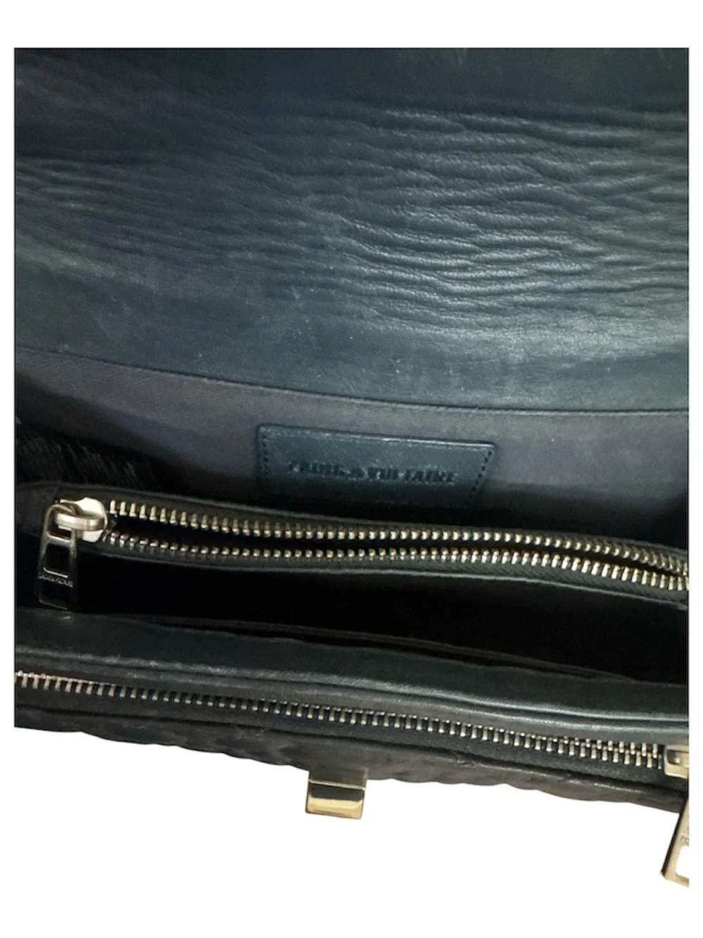Zadig & Voltaire Black Quilted Chain Shoulder Bag with Enamel Pins